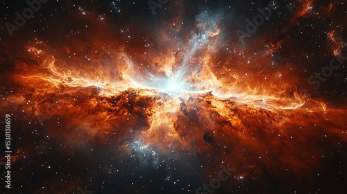 A cosmic nebula shaped like a futuristic AI-driven data network