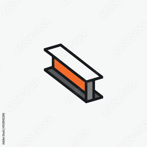 Steel Beam Construction Material Industrial Structure Vector Illustration Line Art Vector illustration