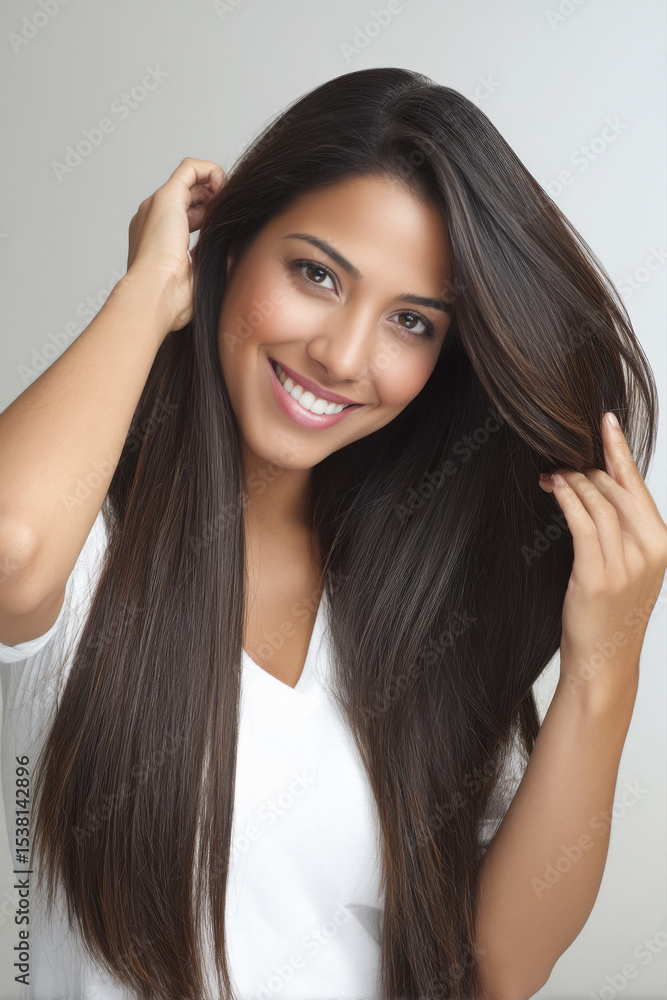 Fototapeta premium young beautiful gorgeous indian woman with long and smooth hair
