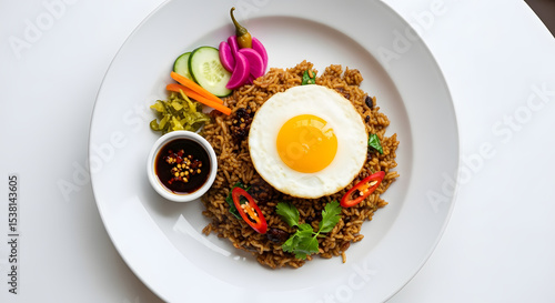Wallpaper Mural Indonesian Nasi Goreng with Fried Egg and Pickled Vegetables Torontodigital.ca