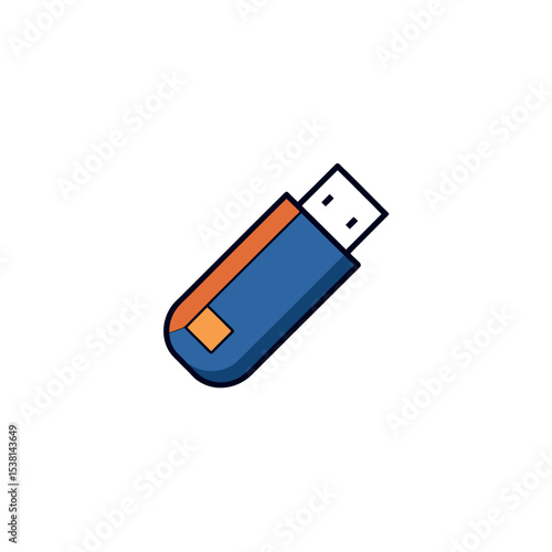 USB Flash Drive Portable Storage Digital Device Vector Illustration Line Art Vector illustration