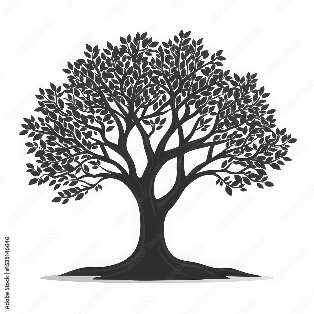Obraz premium Monochrome illustration of a lush tree