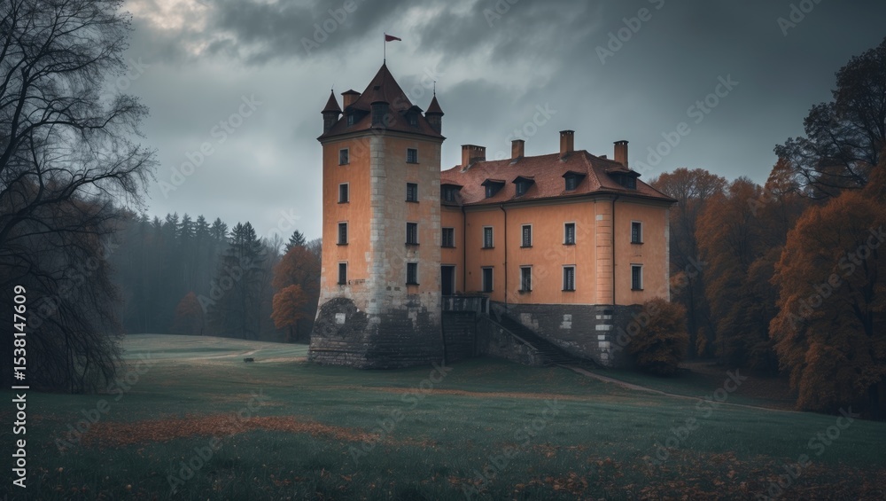 Obraz premium Castle Beckov with Empty Copy Space for Text