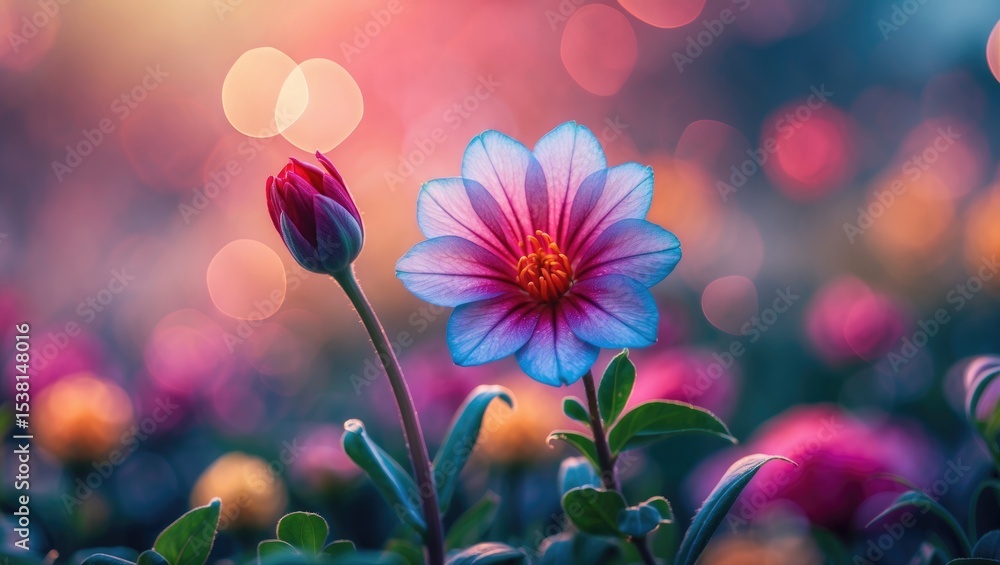 A bokeh picture with colour pop editing of a flower. A bokeh picture with colour pop editing of a flower.