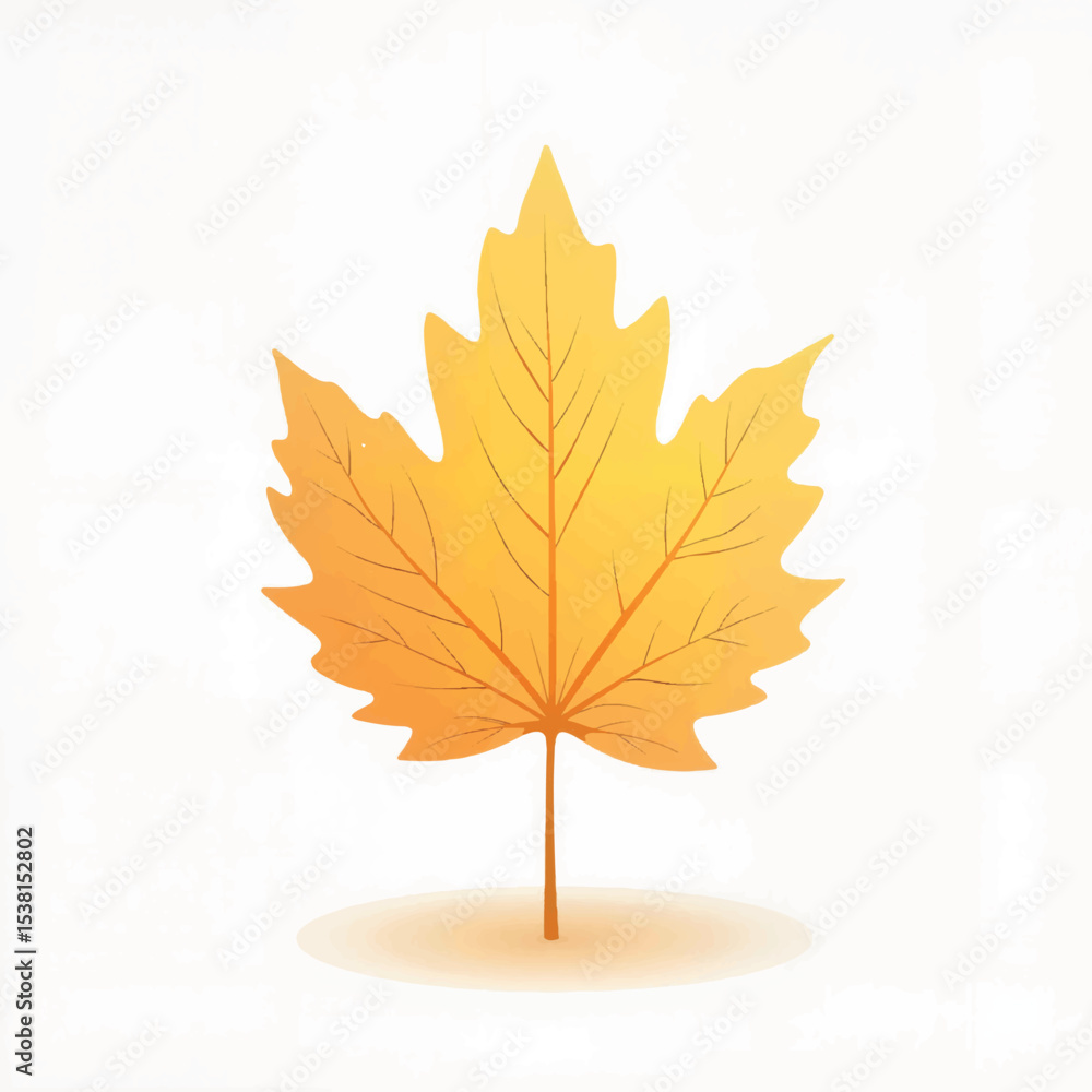 Fototapeta premium Golden maple leaf illustration isolated on white, autumn symbolism