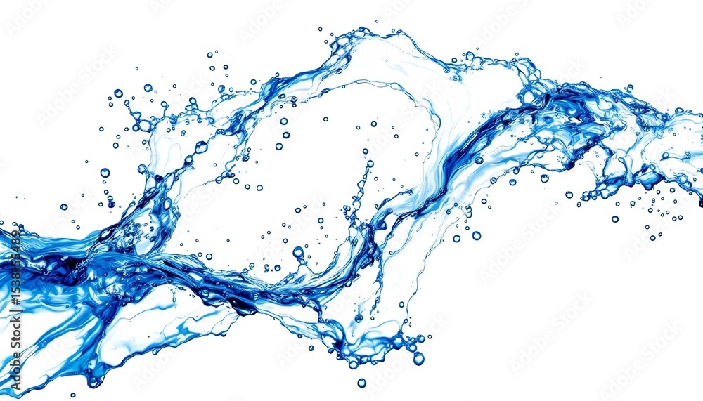 Obraz premium Aqua Splash: Dynamic water splash in motion, creating an abstract design with various sizes of droplets and splashes. 