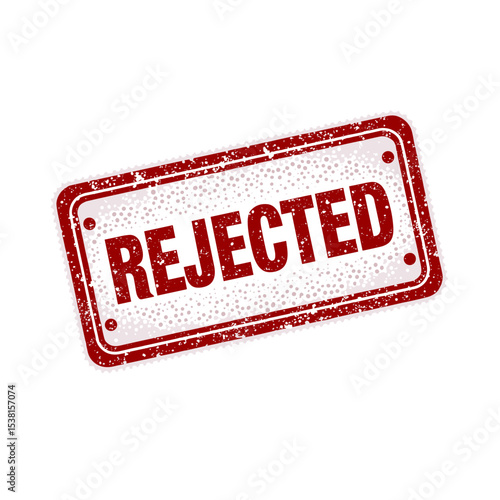 Grunge Red Rejected Stamp on White Background, Indicating Disapproval and Denial with Textured Effect