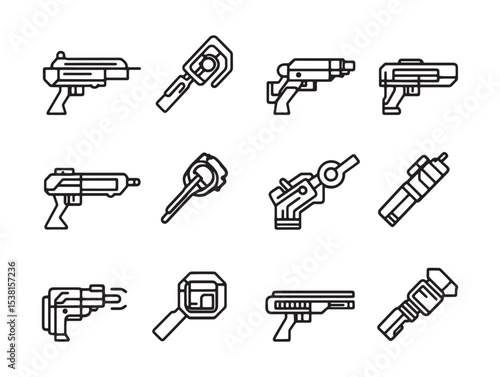 advanced laser welding machine detailed line art vector design 