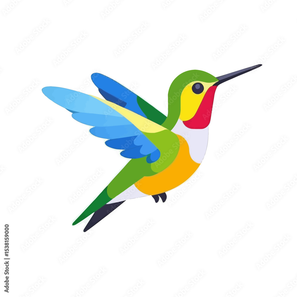 Obraz premium Colorful Hummingbird Illustration Flying Bird Nature Icon