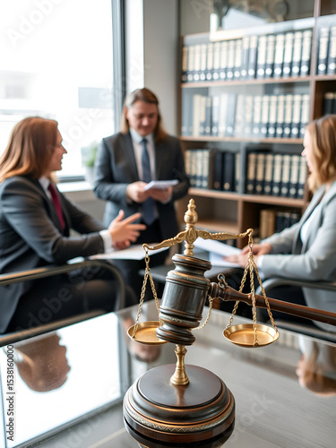 Consultation and conference of lawyers and professional businessman working and discussion having at law firm in office. Concepts of law, Judge gavel with scales of justice.