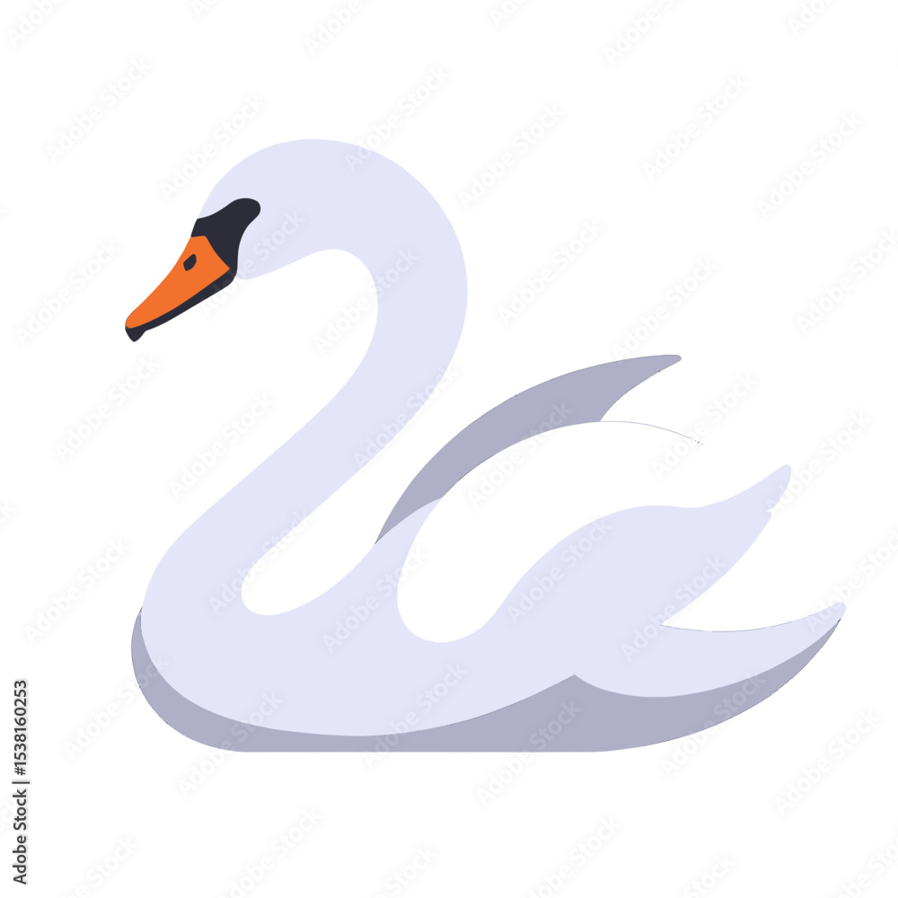 Fototapeta premium White Swan Illustration Elegant Bird Waterfowl Symbol Graceful Animal