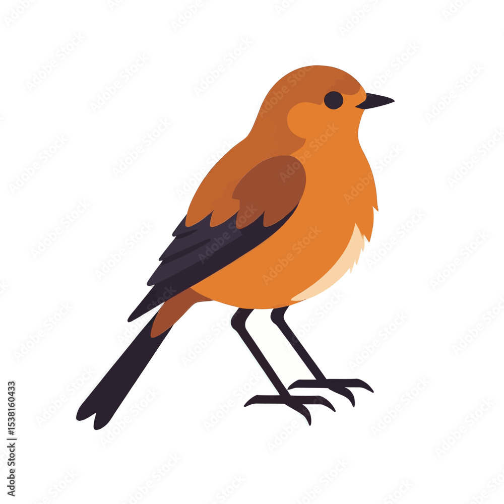 Obraz premium Orange Bird Illustration Flat Design Vector Graphic