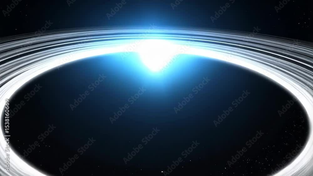 Cosmic black hole surrounded by accretion disk of swirling gas and dust, outer space stellar activity and intense gravitational forces.