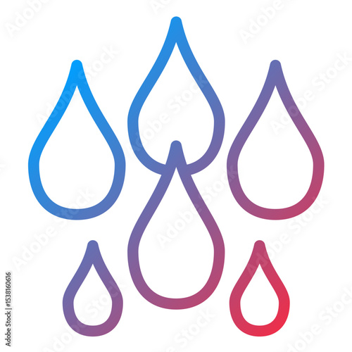 Water Drops Line Icon Style