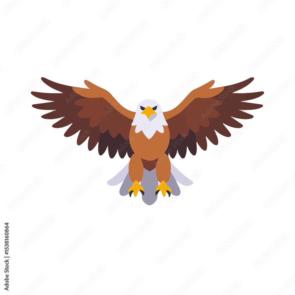 Fototapeta premium Eagle Flying Wings Spread Powerful Bird of Prey Icon Illustration