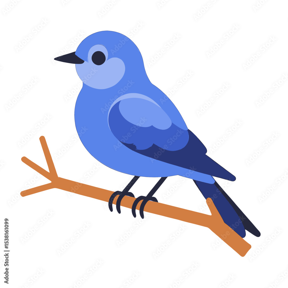Obraz premium Bluebird Sitting On Branch Illustration
