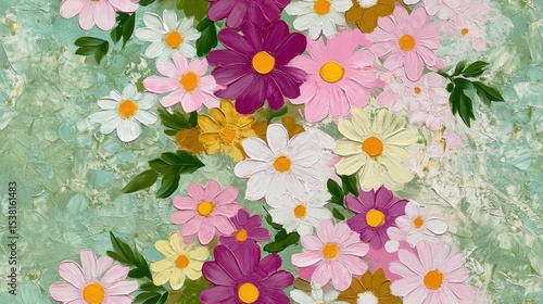 Colorful Flowers on a Textured Background