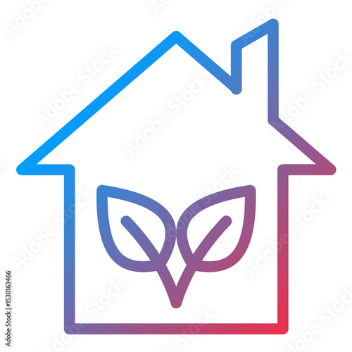 Eco House Line Icon Style