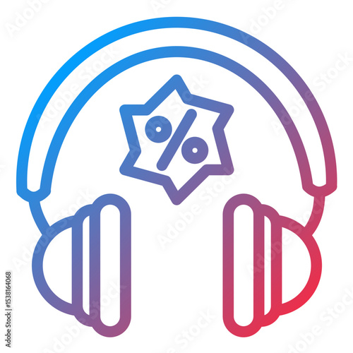 Headphone Sale Line Icon Style