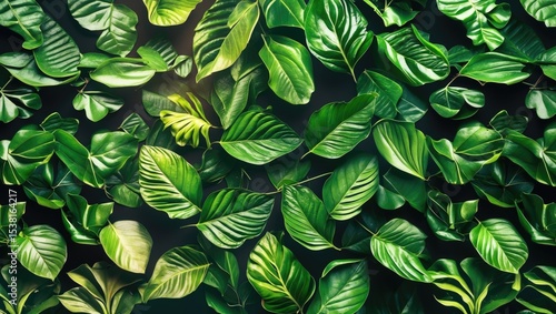 Wallpaper Mural Green Leaves Pattern; Nature Background; Vintage Style with Empty Copy Space For Text Torontodigital.ca