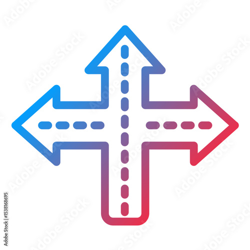 Crossroad Line Icon Style