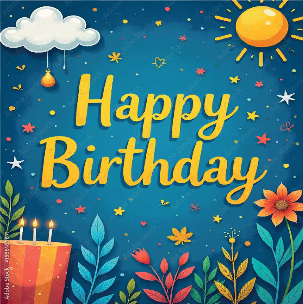 Fototapeta premium celebration, drawing, anniversary, card, decorative, decoration, vector, design, celebrate, party, event, illustration, element, text, happy, greeting, lettering, birthday, surprise, fun, festive, 