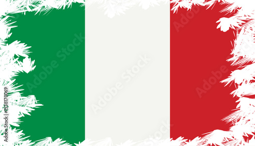 Italy Flag with Grunge Border and Brush Edge