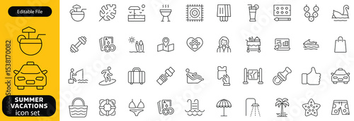 Photography Summer Vacation Editable Icons set