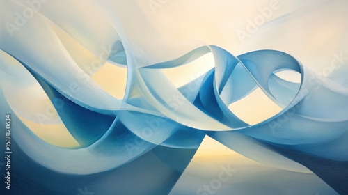 Abstract Blue Ribbon Swirls