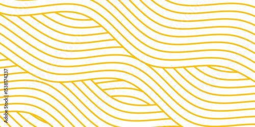 Geometric spaghetti pattern. Background with yellow paste elements on white. Asian kitchen design.