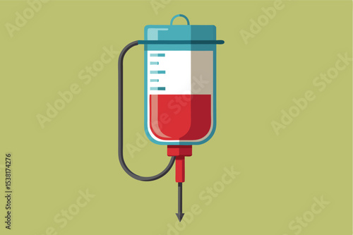 Blood transfusion equipment with a clear design and vibrant colors used in medical treatment