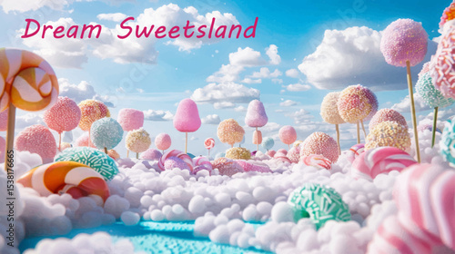 Fantasy surreal candy and sweets landscape