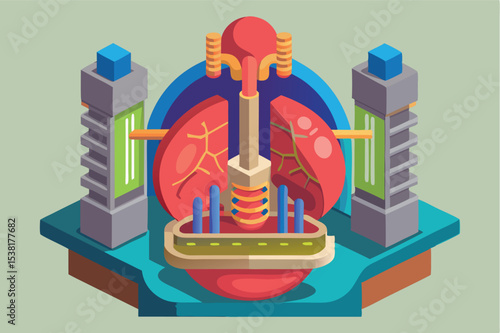 Artificial organ model showcasing intricate design and advanced technology for educational purposes in biomedicine
