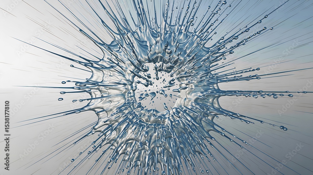 Obraz premium Frozen Burst: Captivating image of a pristine water splash, meticulously frozen in a moment of exquisite detail, revealing intricate patterns and textures.