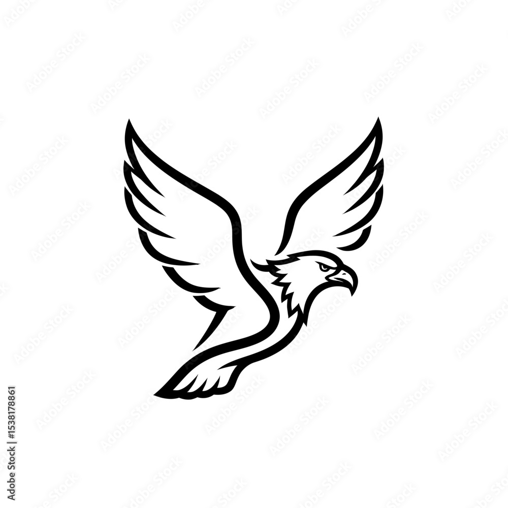 Fototapeta premium Elegant Eagle Silhouette Logo Design for Branding and Creative Projects, Featuring a Bold and Striking Bird of Prey Graphic