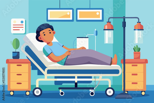 Patient resting in hospital room during recovery