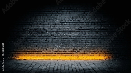 Wallpaper Mural Dark brick wall background with illuminated floor creating a stage or display. Torontodigital.ca