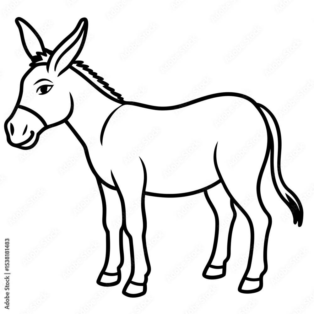 Donkey in Side View with Tail Swinging and Head Turned Donkey in Side View with Tail Swinging and Head Turned