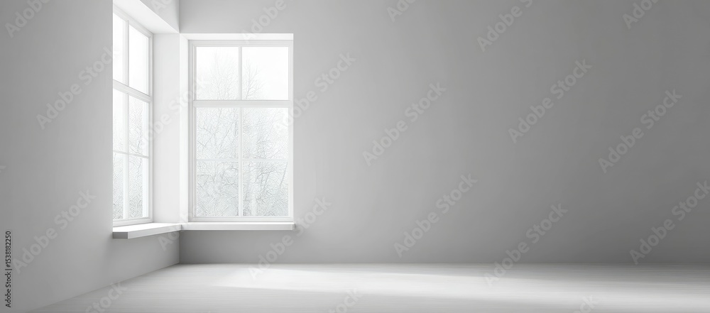 Fototapeta premium Empty room with corner window