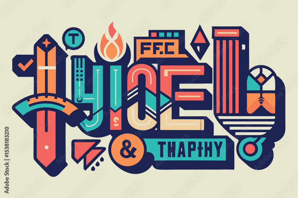 Fototapeta premium Unique graphic design showcasing vibrant colors and bold shapes centered around the theme of juice and trophy competition