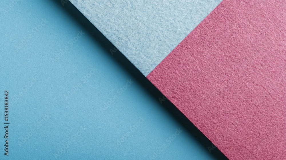 Abstract geometric composition of blue white and pink textured paper close up. Abstract geometric composition of blue white and pink textured paper close up.