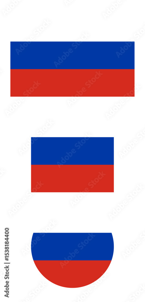 Fototapeta premium Russian Federation flag PNG vector. Russian Federation square and round icon isolated on transparent PNG background. Russia flag icon.