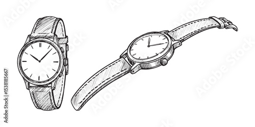 Wristwatch Timepiece Silhouette Vector Black Illustration Fashion Accessory Clipart