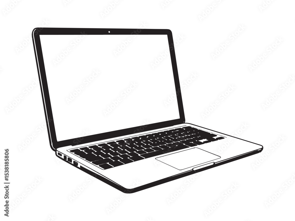 Laptop Computer Silhouette Vector Black Illustration Technology Device Clipart Icon Laptop Computer Silhouette Vector Black Illustration Technology Device Clipart Icon