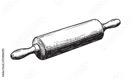 Rolling Pin Baking Silhouette Vector Black Illustration Kitchen Tool Clipart Icon