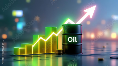 Oil Barrel with Growing Profit Chart Illustration