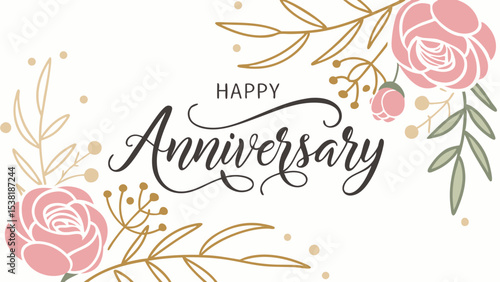 Elegant Floral Happy Anniversary Card Design