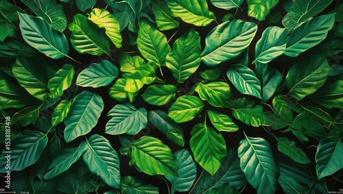 Wallpaper Mural Green Leaves Pattern; Nature Background; Vintage Style. Featuring empty space for text Torontodigital.ca