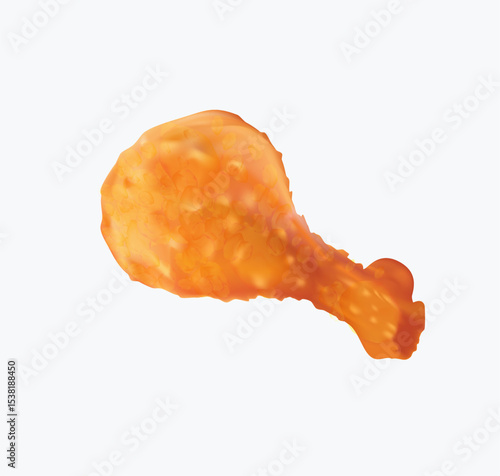 Fried chicken 3D render vector illustration. Barbecue grilled fried poultry, greasy fast food, tasty unhealthy snack with crispy fillet drumsticks. Vector of barbecue cartoon chicken illustration