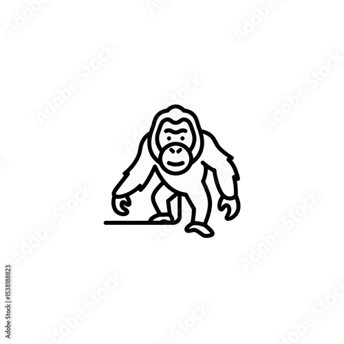 Orangutan Outline Illustration: Minimalist Design of Endangered Wildlife, Perfect for Conservation Projects and Educational Materials